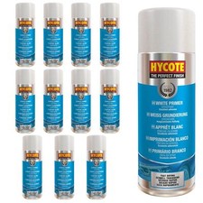 Hycote White Primer Multi-Purpose Aerosol Spray Paint Fast Drying 400ml x12