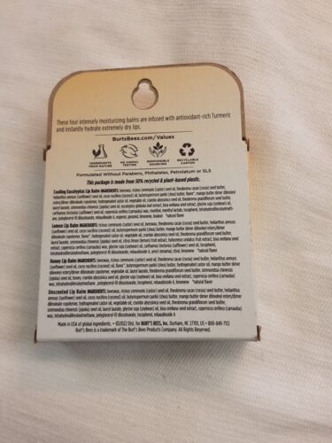 Burt's Bees 4 Pk Pack Unsented, Honey, Lemon, Cooling Eucalyptus - Picture 2 of 2