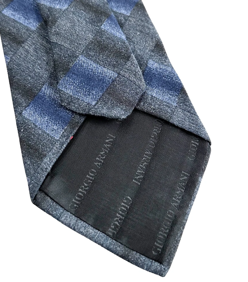 Armani Tie | Vintage Giorgio Armani Cravatte Grey Checked Tie, Designer Retro - Image 4 of 4