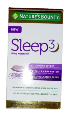 Nature's Bounty 120 Tablets Sleep3 10mg Melatonin Exp 11/2026