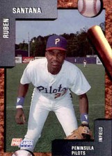 1992 Peninsula Pilots Fleer/ProCards #2943 Ruben Santana Dominican Republic Card