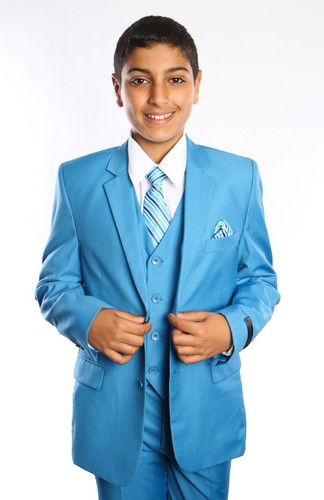Boys 5 Piece Suit Kids Toddler Formal Dress Ring Bearer Suits With Shirt & Tie - Picture 23 of 28