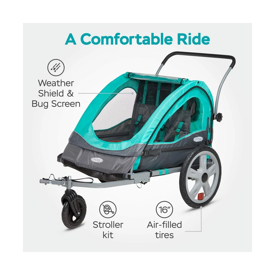 Instep Quick-N-EZ Double Tow Behind Bike Trailer for Toddlers, Kids, Converts... - Image 2 of 4
