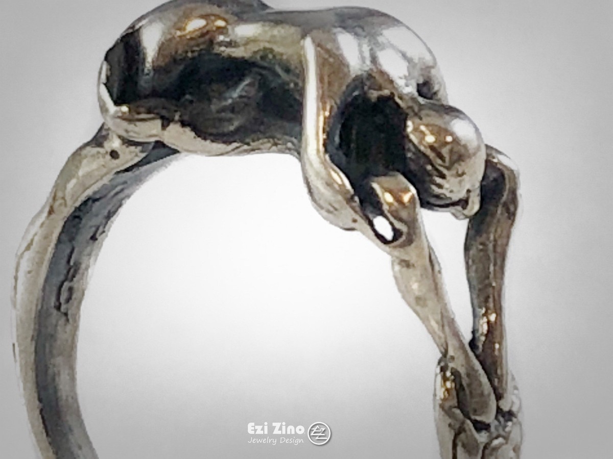 Kama Sutra Sex Position 69 Solid Sterling Silver 925 Oxisized 