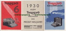 alte Torpedo Schreibmaschinen Reklame Weil Werke Prosit Neujahr Kalender 1930