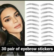 4D Eyebrow Tattoo Sticker, Natural Look, Water Proof 3 Sheets / 30 Pairs Total