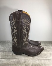 Nocona 7620 Brown Leather Cowboy Western Round Toe Men  s Boots Size 9 Vintage