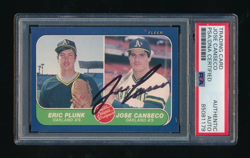 SIGNED JOSE CANSECO 1986 FLEER #649 RC AUTO ROOKIE *OAKLAND ATHLETICS* PSA/DNA