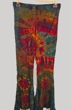 TIE DYE Dk.Grn Hilo Spandex Bell Bottom Pants OS-NEW