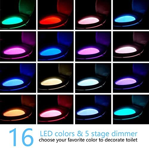 Rechargeable Toilet Bowl Night Light, 16Color LED Motion Activated