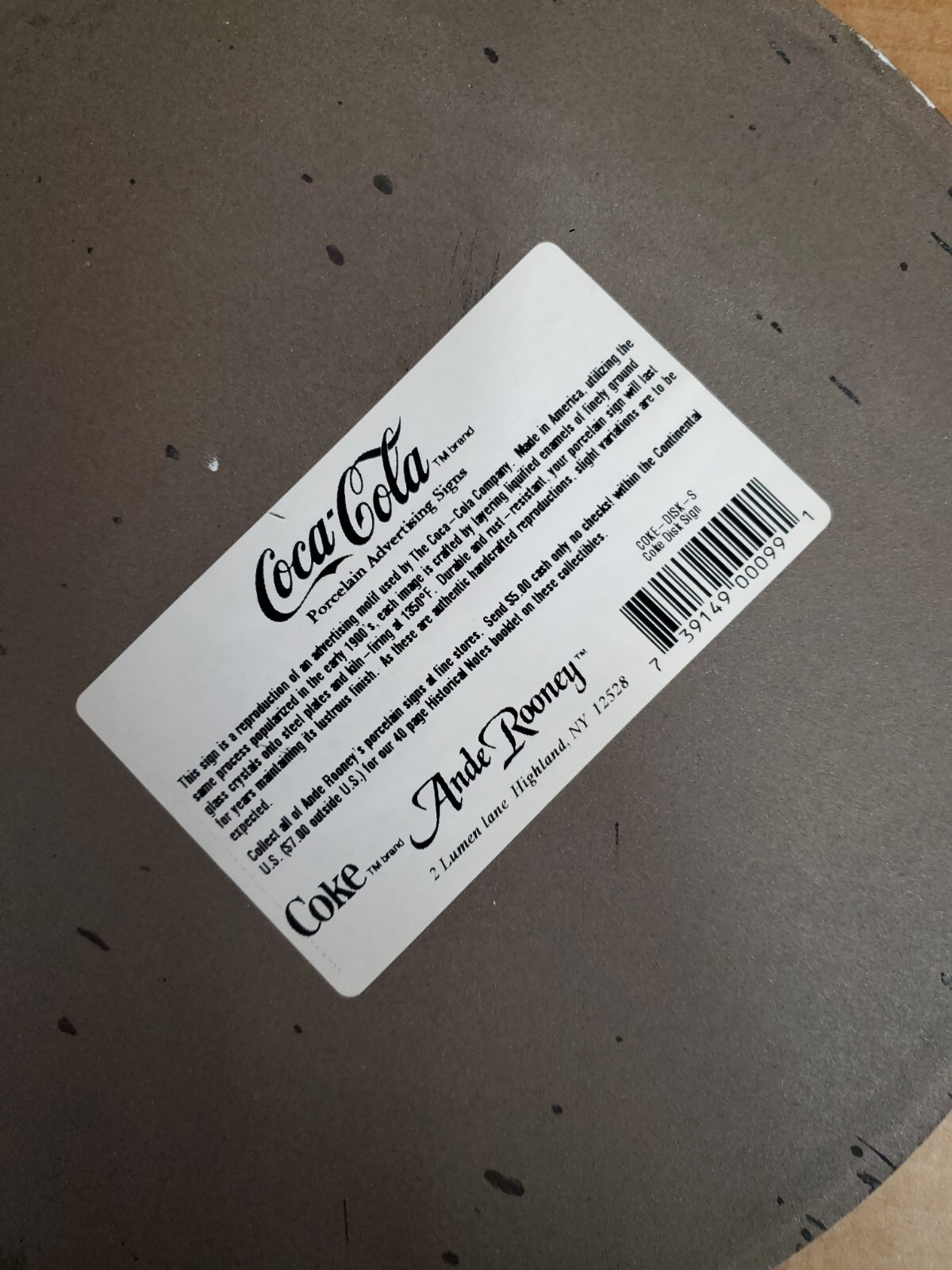 Cola Cola Porcelain Enamel Button Sign Bottle Ande Rooney D