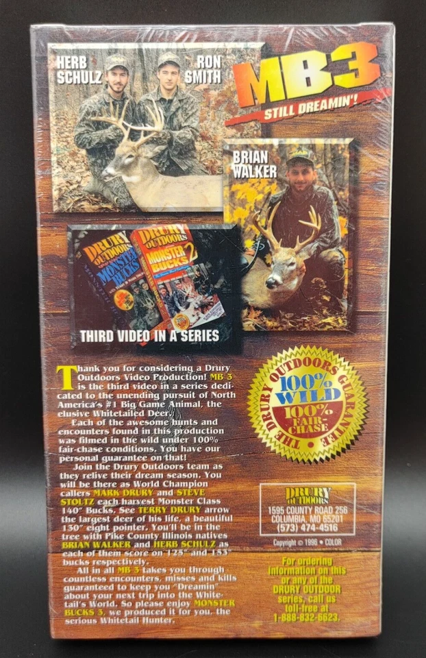 3 Deer Hunting VHS Monster Bucks Deer Trade Secrets Of The Pros Prime Time Drury - Image 4 of 4