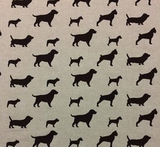 DESIGNER DOG PARTY SILHOUETTE CHOCOLATE BROWN DACHSHUND FABRIC BY YARD 54"W