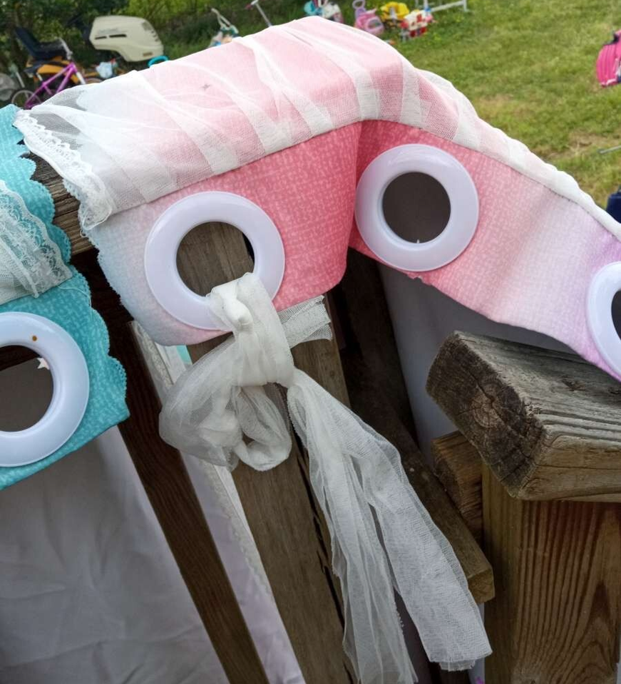 Scallop Edge Pink Purple Blue White Sheer Tulle Star Cut Outs Curtains ...