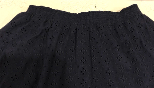 Loft Women's Size M Eyelet Embroidery Tiered Flowy Navy Blue Pull On Skirt - Picture 8 of 17
