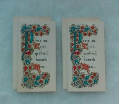 Two Vintage Christmas Cards - ''Peace on Earth, Goodwill Toward Men'' - Envelopes
