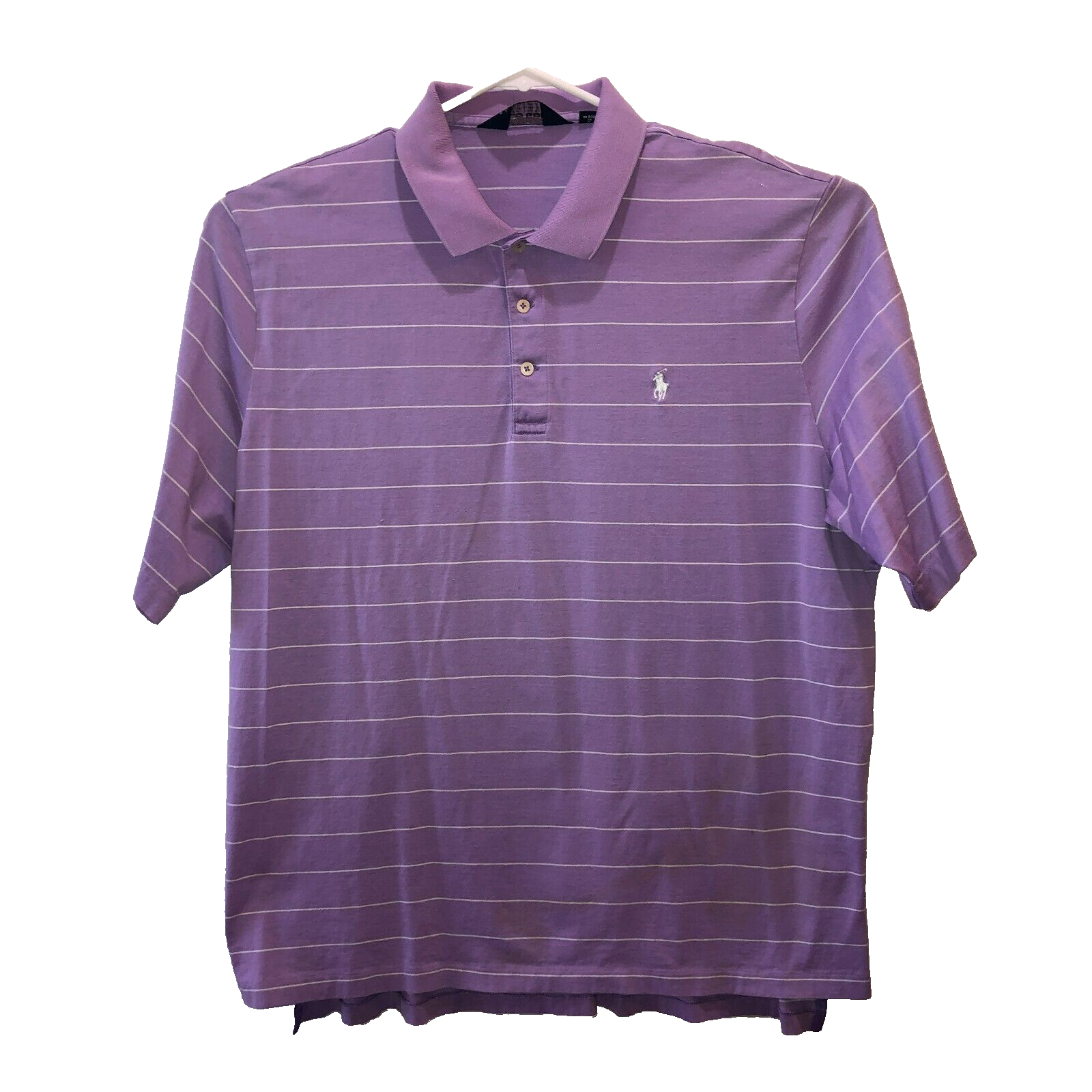 Ralph Lauren Polo Golf Camicia Uomo Grande Viola Righe Performance Pony Elasticizzata