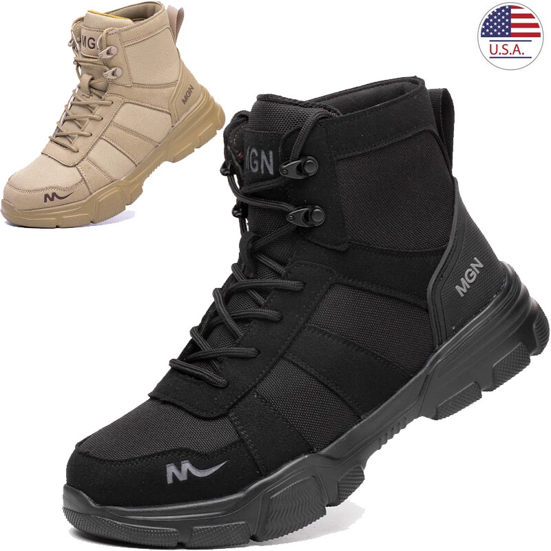 Mens Steel Toe Work Boots Safety Indestructible Combat Work Shoes Size 8-12 US