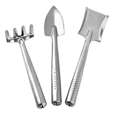3 Pieces Mini Garden Plant Tool Set Stainless Steel Small Shovel Rake Spade Gard