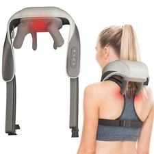 Adomii Cordless Shiatsu Back Neck and Shoulder Massager with Heat 4D Kneading