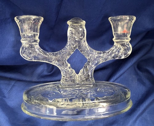 Candelabro EAPG Candelabro Corte Vidrio Cristal Doble Brazo De Colección - Imagen 5 de 10