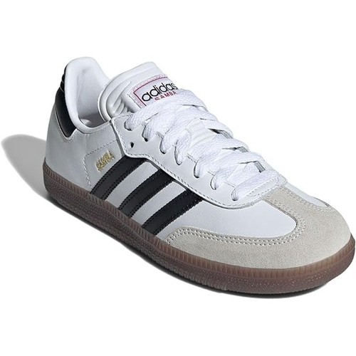 NWT adidas Unisex Big Kid Samba Indoor Sneaker, White/Black/Gum-Size 4.5