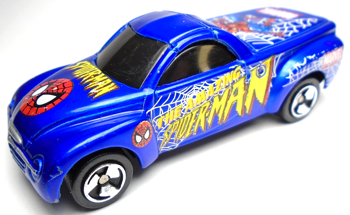 2002 MAISTO 2000 CHEVROLET SSR AMAZING SPIDER-MAN BLUE 1:64