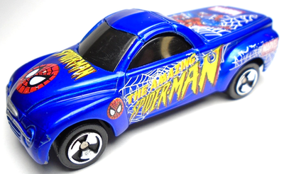 2002 MAISTO 2000 CHEVROLET SSR AMAZING SPIDER-MAN BLUE 1:64