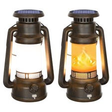 2 Modes Solar Lanterns Outdoor Waterproof, Rechargeable LED Flame Solar