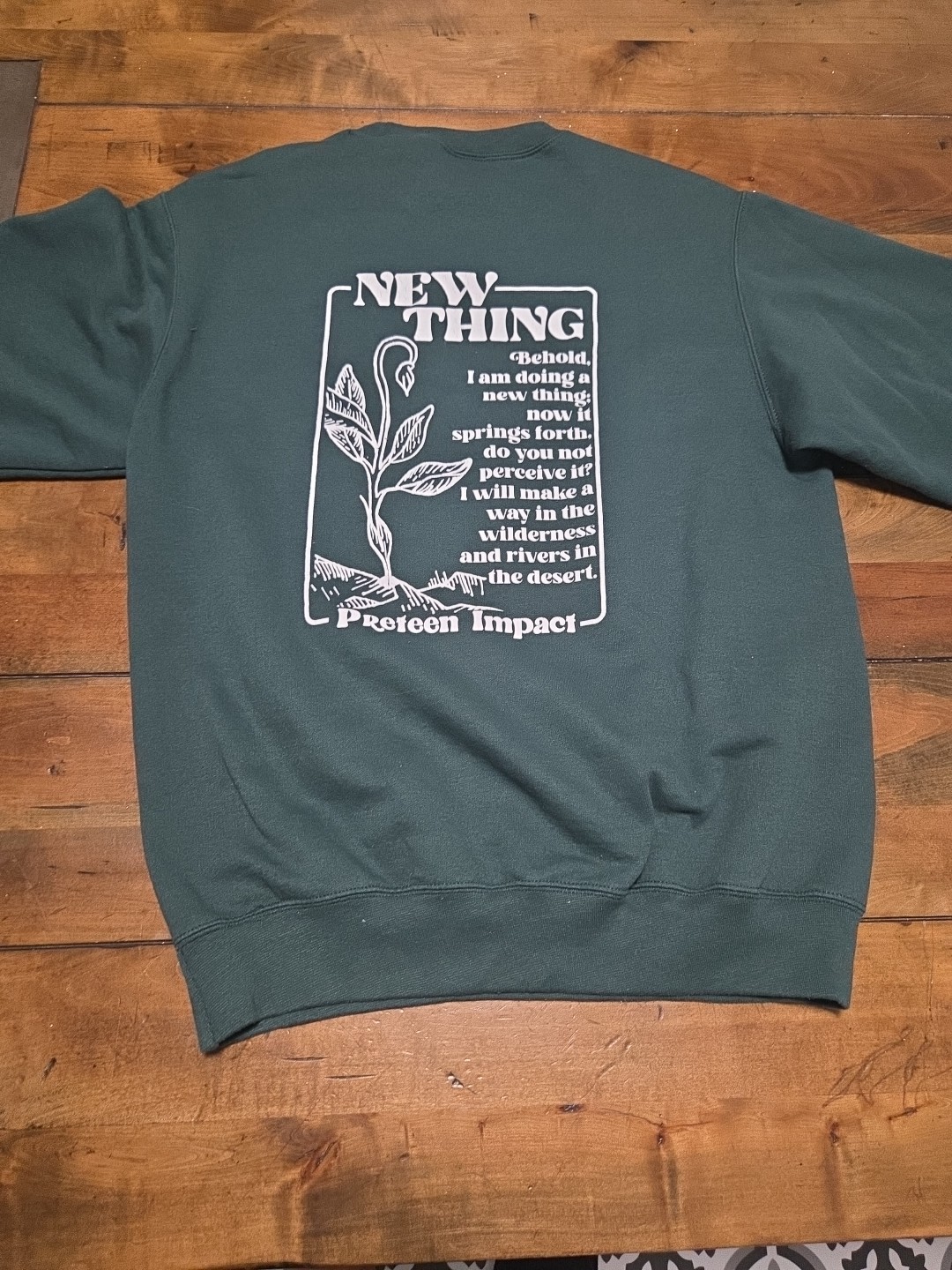 Streetwear Forest Green Religious  Graphic Sweatshirt Mens Medium Gorpcore Indie image 6
