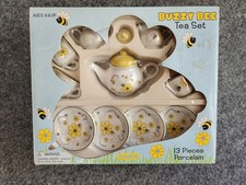 Schylling Buzzy Bee Child's 13pc Porcelain Tea Set - 2006 - Unused - Open Box