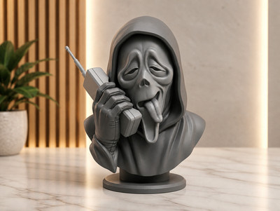 gruseliger Film Scream Style Ghost Face Büste - Horror Schreibtisch Ornament mehrfarbig