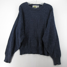 VINTAGE Le Tigre Sweater Men Large Blue Pullover Chunky Knit 80s 90s USA Made