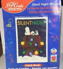 J&P Coats Latch Hook Kit Peanuts SILENT NIGHT SNOOPY 50th Celebration Unused