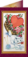 Embroidery Postcard Kit WITH LOVE 2 Craft Gift Set