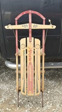 Vintage 46" Paris Champion Fastback Red Snow Sled 645 Great Graphics  Decor