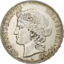 [#1116118] Coin, Switzerland, 5 Francs, 1909, Bern, EF, Silver, KM:34