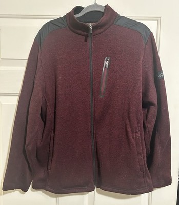 Greg Norman Jacket Mens M Burgundy Knit Zip Shark Logo Golf Club Tasso Elba