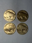 4 Gold Plated US Buffalo Nickels Lot A Free Shipping