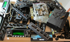 1 BOX MISC AVIONICS COVERS BUTTONS ETC AS PICTURED FOR PARTS BUTTONS SWITCHES