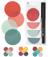 Mr. Pen- Transparent Sticky Notes, 200 Pcs, Pastel Colors, Round Translucent, Se