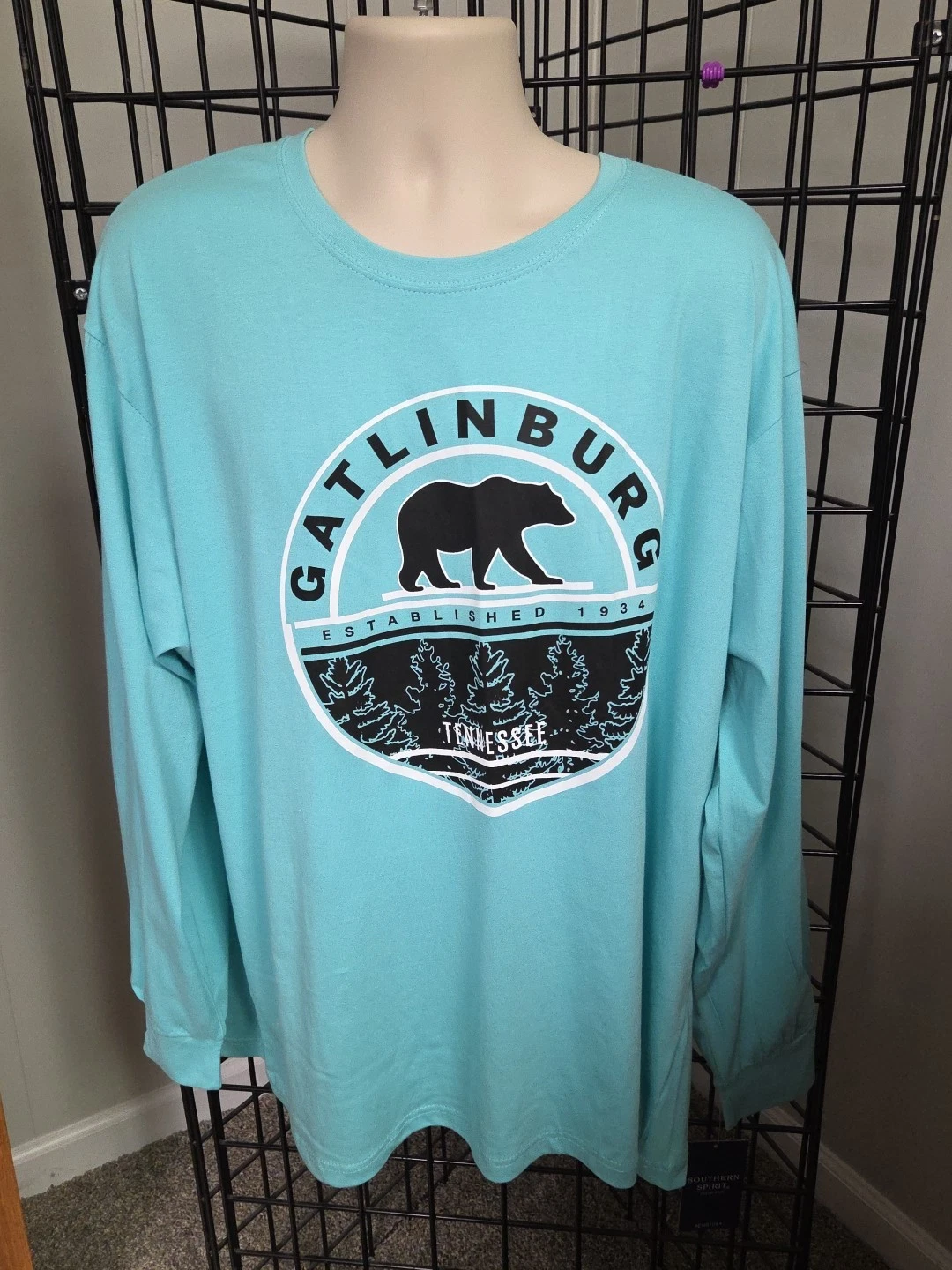 Unisex Teal Southern Spirit Tennessee Gatlinburg Long Sleeve Shirt 3XL Sea Blue