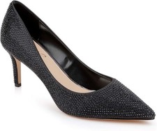 Jewel Badgley Mischka Women's Size 9.5 Black Glitter Crystal Pointed Pump NIB 