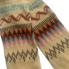 Vtg Fair Isle Knit Legwarmers Buttery Beige O...