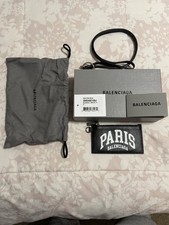 Authentic Balenciaga Paris Logo-Print Full-Grain Leather Cardholder