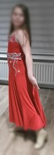 Red Ballroom Waltz Dress. Size 8 To 10. Hand Made. Stoned.