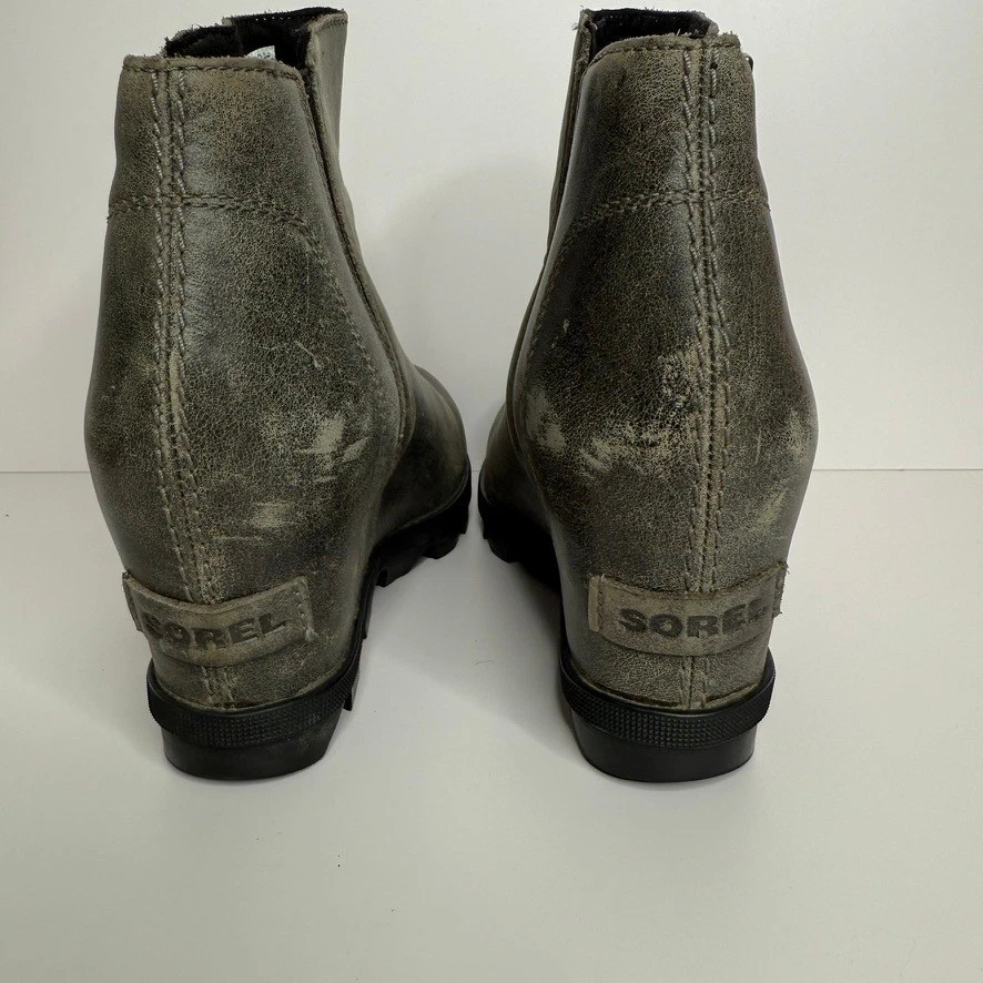 Sorel Mujer Joan of Arctic II Cuña Cremallera Cuero Gris Talla 7 Invierno Elegante Informal Foto 4 de 4