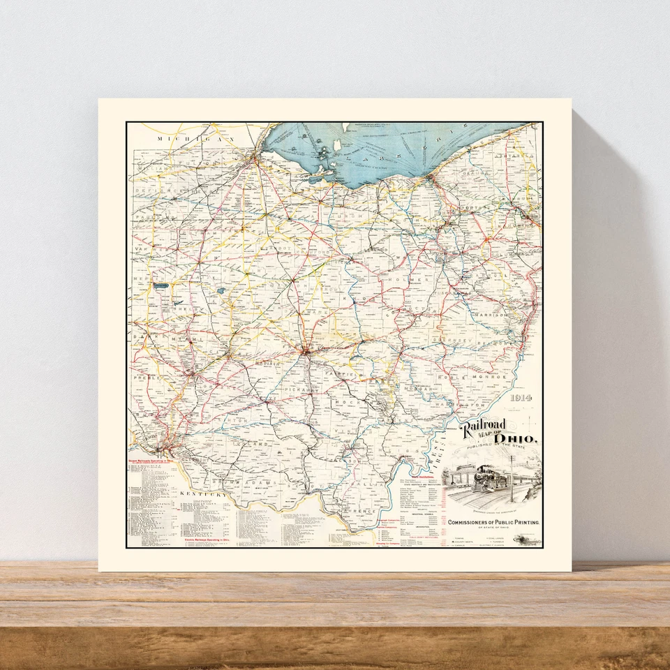 Old Map of Ohio 1914 - Vintage Ohio Art - Image 3 of 4