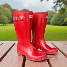 Hunter Kids Unisex Tall Red Rain Boots Size 2