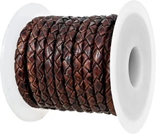 Real Leather Rope for DIY Jewelry, 5mm Braided Craft String, 5 Metres